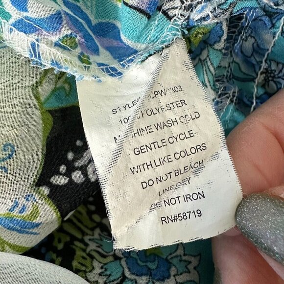 Notations Smocked Topper Size 3X Patchwork Print Sheer Lace Boho Peasant - Picture 14 of 15